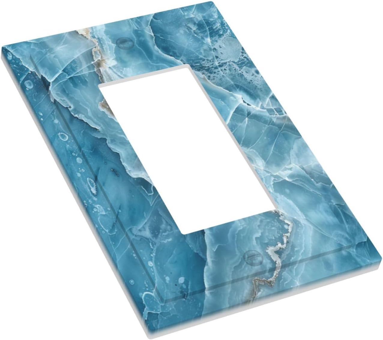 Decorative Outlet Covers Abstract Watercolor Blue Marble Texture 1 Gang Rocker Light Switch Cover Plate Single Wall Plates for Electrical Outlets Switch Plate Covers for Kitchen Decor