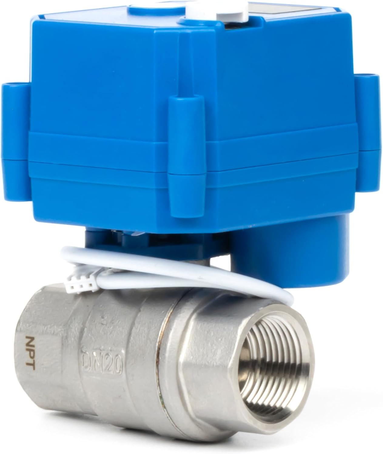 U.S. Solid Motorized Ball Valve with Manual Function - 3/4" Stainless Steel, Full Port, 85-265V AC, 2-wire Automatic Return, Normally Closed
