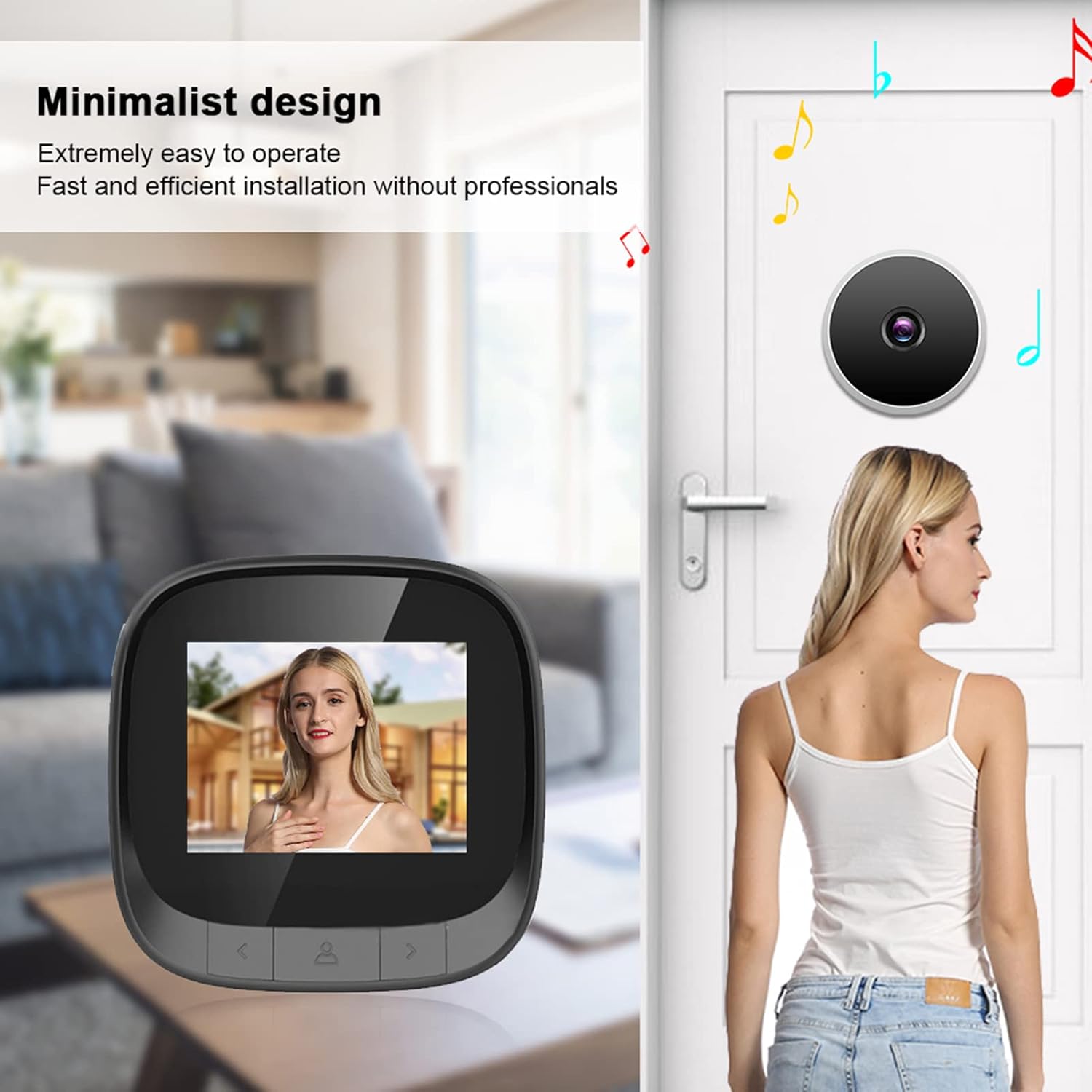 Digital Door Viewer, 2.4in Smart Visual Video Peephole WLAN Electronic Peephole viewer Security Eye Monitoring Camera with Infrared & HD LCD Screen 90° Wide Angle Support Recording/Snapshot