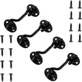 4 Pack Barn Door Latch Door Lock Hardware, Sliding Door Lock Eye Hook Latch with Screws, Rust-Resistant Metal Gate Latch, Privacy Hooks Latch for Inside Door