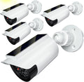 WALI Fake Dummy Camera, Solar Powered Fake Security Camera with LED Light, for Inside Outside Decoy Simulated Surveillance Security CCTV Dome Cameras with Warning Sticker (SOLTC-W4), 4 Packs, White