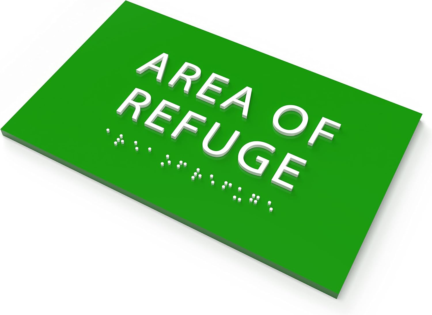 6" X4" Area of Refuge Sign - ADA Compliant Tactile Graphics Grade 2 Braille Text | Wall Mount Plastic Signs for Shopping Malls, Offices, Hotels, Schools, Apartments & Restaurants
