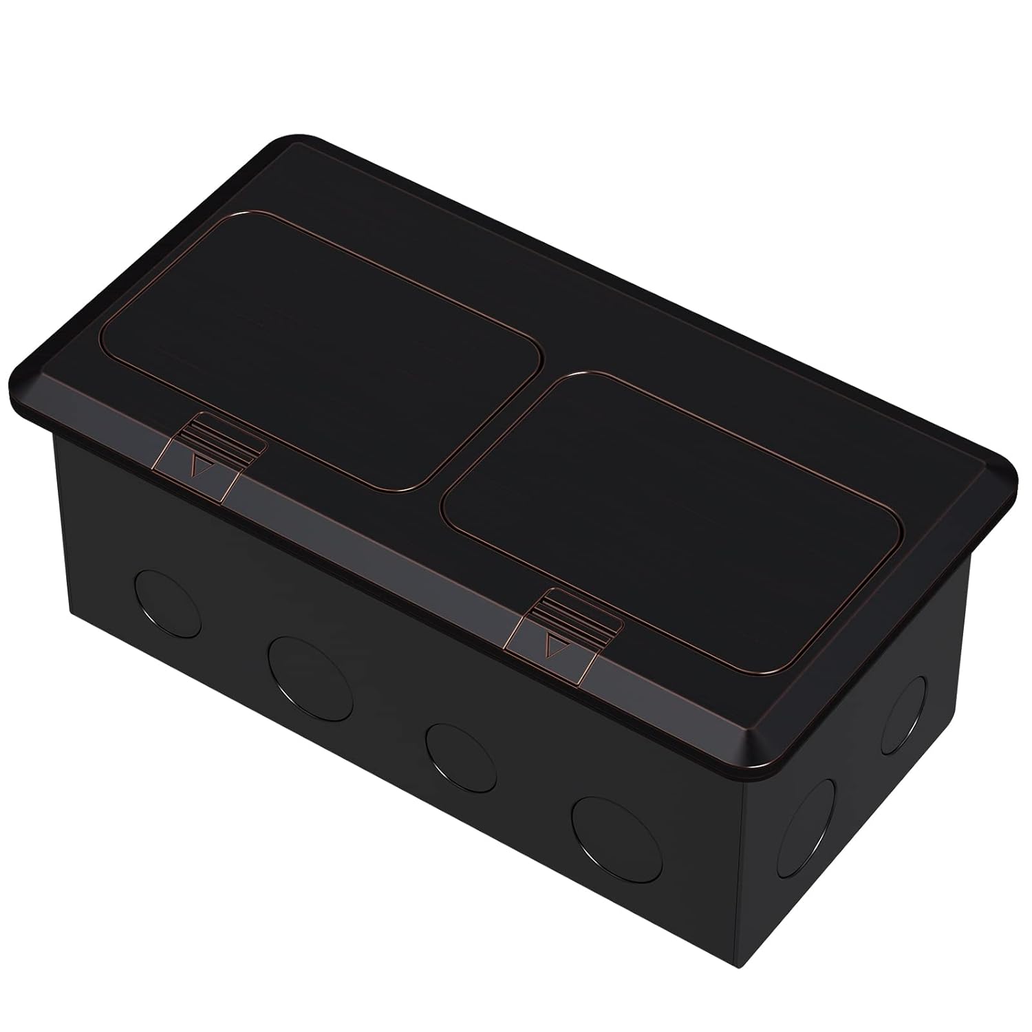KYHSHJ Dual Pop-Up Floor Electrical Outlet Box Kit，20 Amp Stainless Steel GFCI TR Receptacle Outlet，3-Port RJ45 Datacom Receptacle，Oil Rubbed Bronze