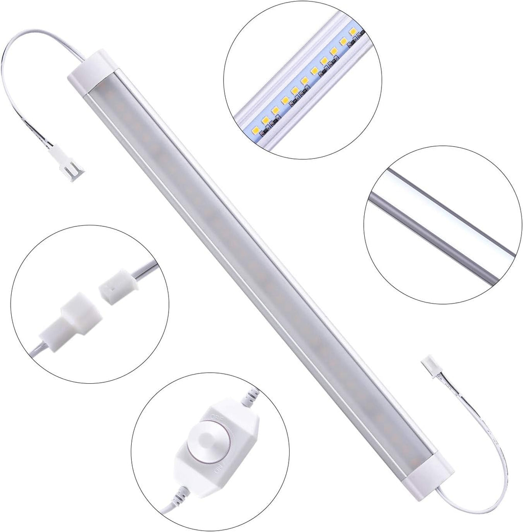 LABOREDUCER LED Under Cabinet Lighting with Plug in 10 Pack,11inch Dimmable LED Under Cabinet Lights with Rotary Dimmer Switch, Cold White Linkable Under Counter Lights for Kitchen (Cold White)