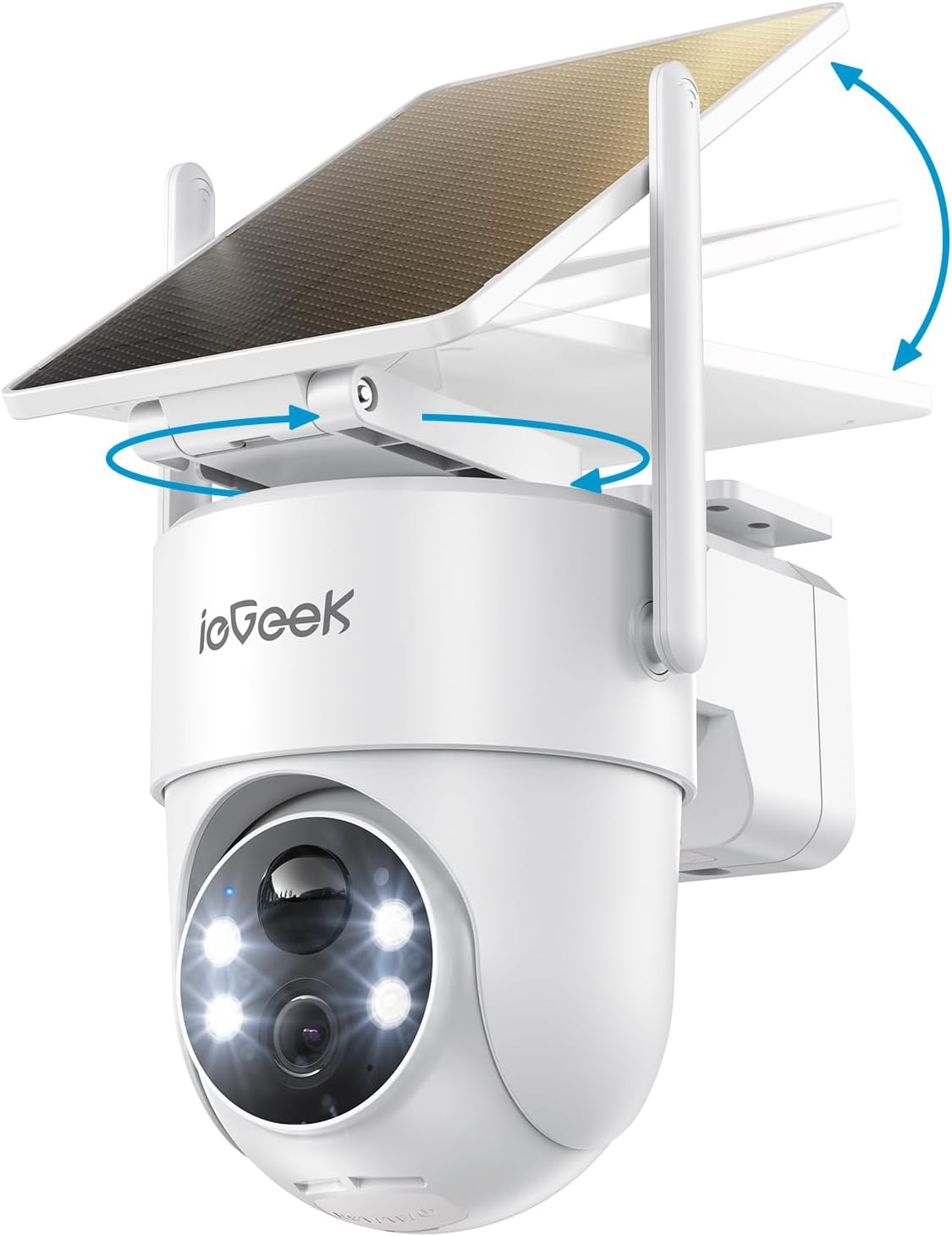 ieGeek Solar Security Camera Wireless Outdoor – 2K 3MP WiFi Camera with Removable Solar Panel, Long Battery Life, 360° Pan Tilt, Color Night Vision, AI Detection, 2-Way Audio, IP65 for Home Security