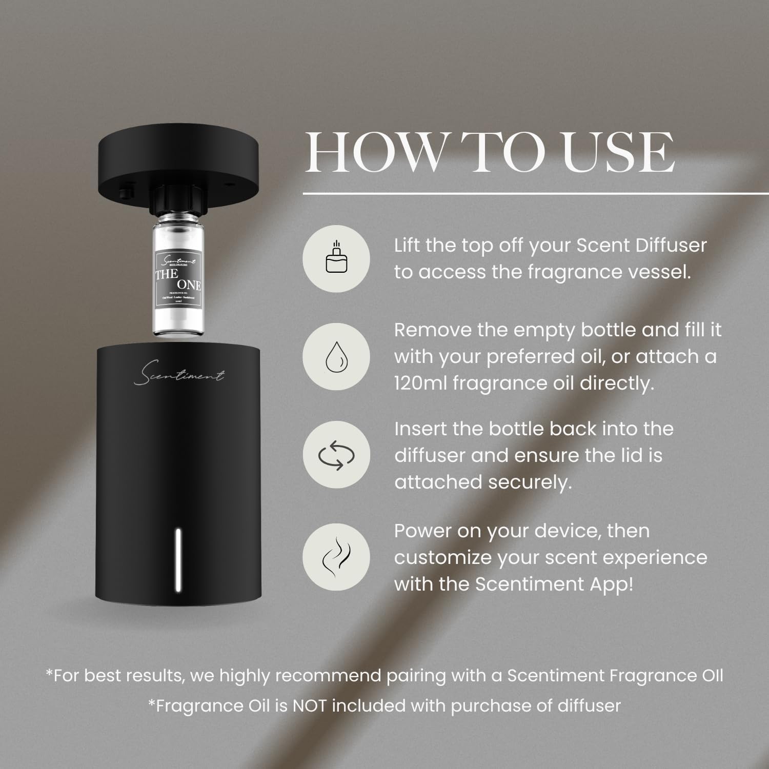 Scentiment Mini V2 LE Diffuser Discovery Kit Limited Edition – Smart Portable Cold-Air Diffuser with Wi-Fi & Touch Controls, Long Battery Life – Includes 3 Luxury Oils (20ml) - Black