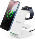 Intoval 3 in 1 Wireless Charging Station for iPhone and Apple Watch,Fast Wireless Charger Stand,Compact Desk Charging Dock for iPhone17 16 15 14 13/Pro/Max, iWatch11 10 9 Ultra/SE 3/4,AirPods