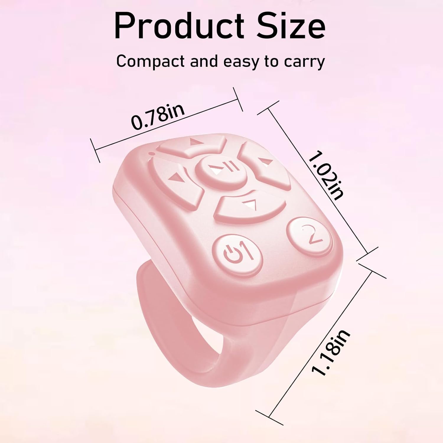 TikTok Scrolling Ring - Bluetooth Remote for TikTok Clips & Tunes, iPhone-Compatible Fingertip Wireless Bluetooth Controller, Ideal for iPad, iOS & Android, with Lively Camera Shutter-(Pink)
