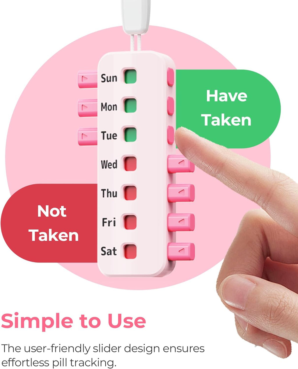 Pill Reminder for Easy Tracking Without Refills, Reusable Pill Tracker for Vairous Bottles, Arthritis-Friendly & Anti-Slide Medication Tracker, Compact Medicine Reminder for Pet Meds, Pink, 2-Pack
