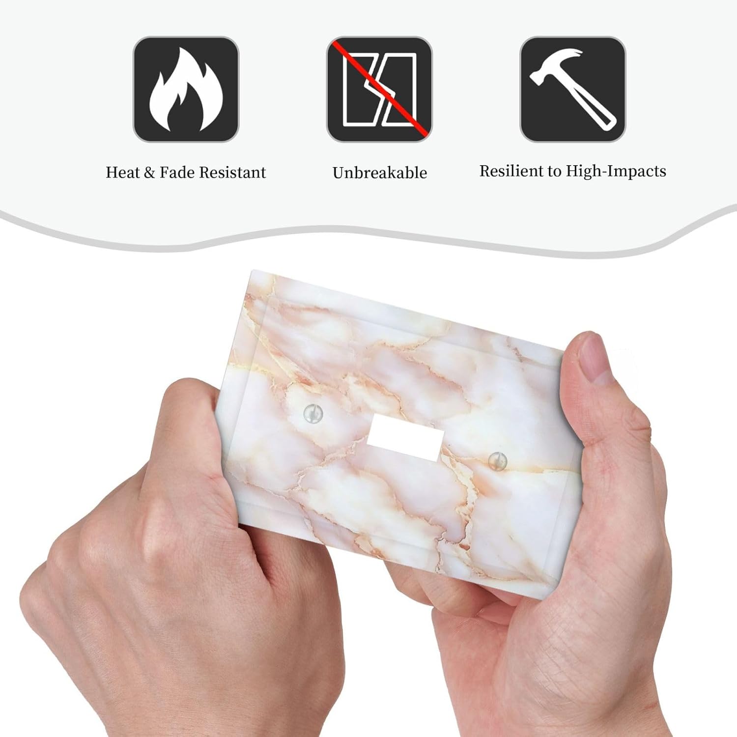 Decorative Light Switch Cover Pink Jade Marble Granite 1 Gang Single Toggle Device Electrical Faceplate Switchplates Decorator Outlet Wall Plate For Bathroom Kitchen Decor