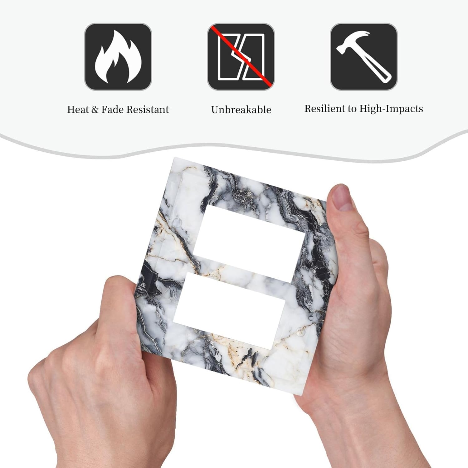 Decorative Outlet Covers Black Gold Marble Abstract Modern Luxury 2 Gang Double Rocker Light Switch Cover Plate Electrical Switch Plate Cover Decorate GFCI Wall Plate for Bedroom Home Decor