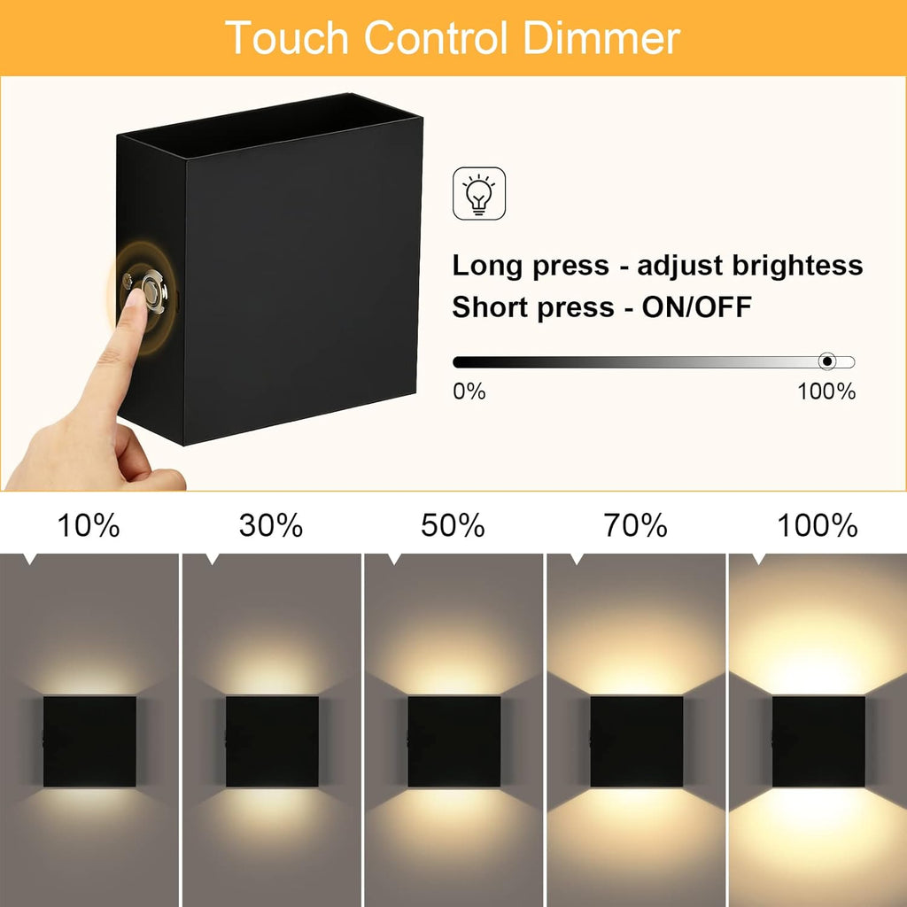 Lightess RGB Battery Operated Wall Sconce with Remote, Dimmable LED Wall Light Rechargeable, Up Down Wall Mount Lights for Hallway Living Room, Black, LG9945887