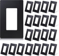 ELEGRP Matte Black 1-Gang Screwless Decorative Wall Plates, Standard Size Unbreakable Thermoplastic Faceplate Cover for Decorator Receptacle Outlet Switch, UL Listed (20 Pack)