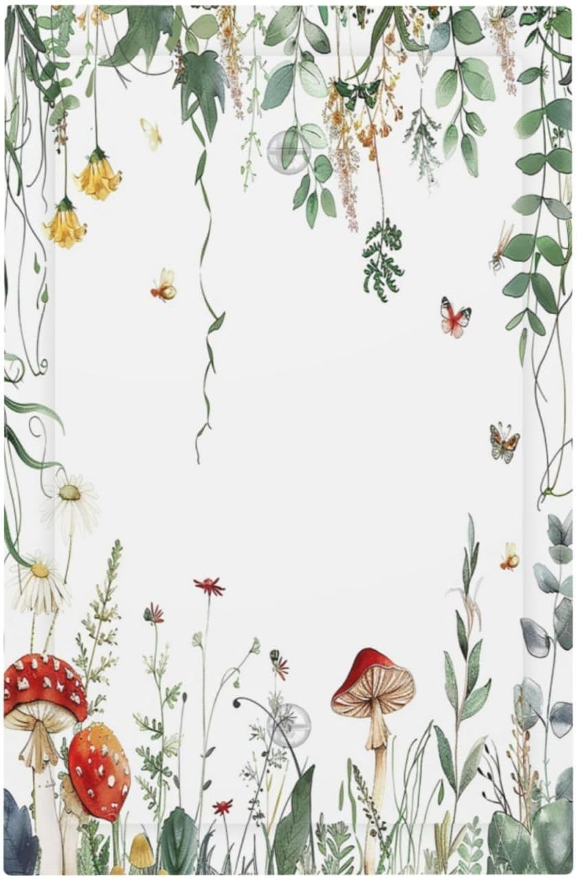 Light Switch Cover Plate Sage Plant Red Mushroom Butterfly Wild Flower 1 Gang No Device Blank Electrical Wall Plates Faceplate Decorative Switch Plate For Bed Room Kids Room Decor