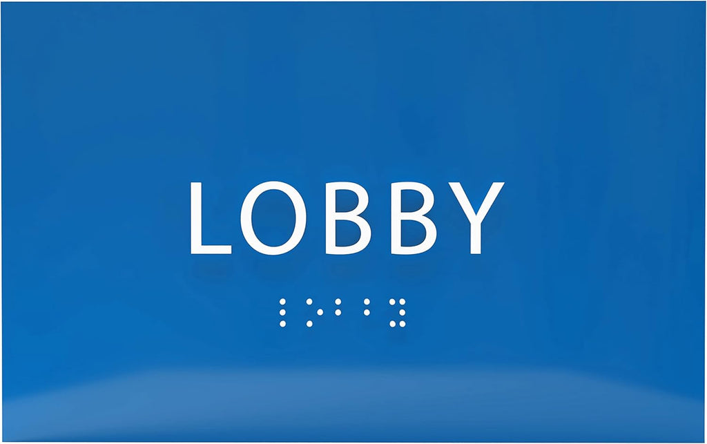 6" X4" Lobby Sign - Tactile Graphics Grade 2 Braille Text Reception Area Sign| Utility ADA Compliant Wall Mount Plastic Signs For Hospital, Offices, Businesses & Apartments