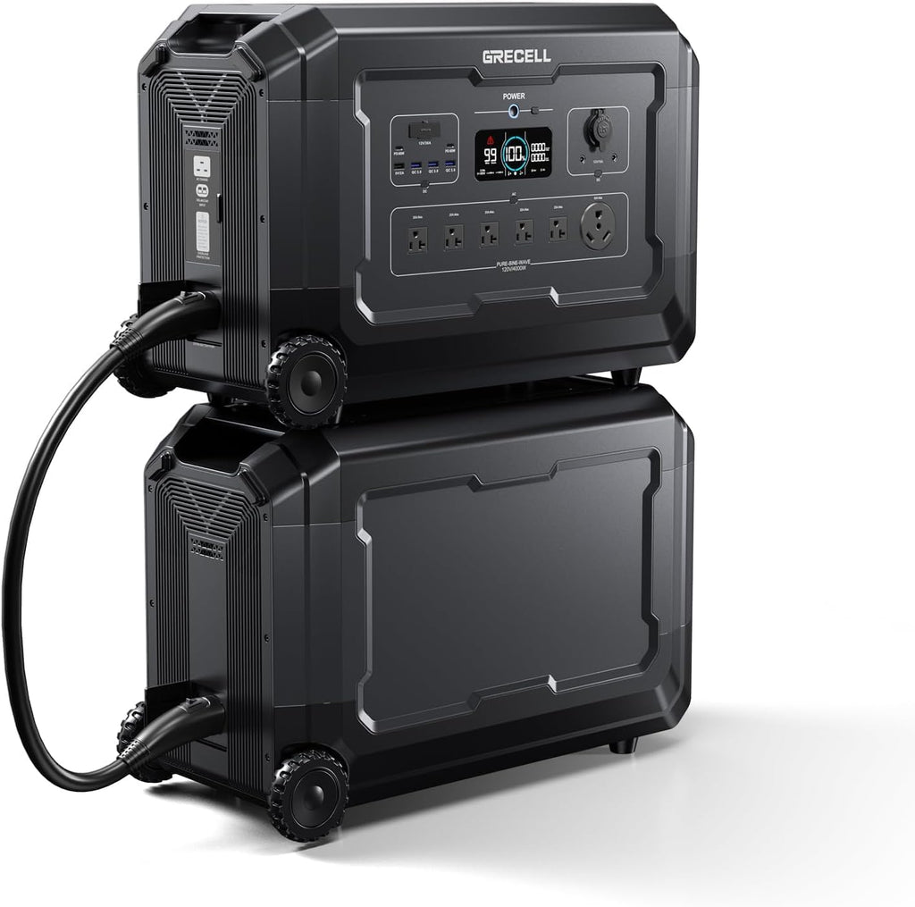 GRECELL Portable Power Station 4000W with Expansion Battery 5040Wh LiFePO4 Power Station 16 Outlets with 20ms UPS Backup for Home Blackout, Camping, RV, Emergency