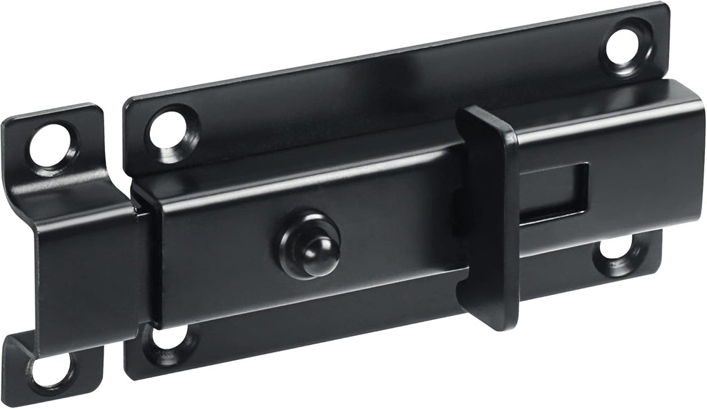Alise Slide Bolt Gate Latch,Spring-Automatic Barrel Bolts Latches Safety Door Lock,Gate Hardware for Inside Door Fence Toilet Barn Pet Doors,Stainless Steel Black Bolt Latches,MS3000-B