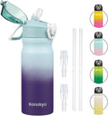 Insulated Water Bottle with Straw and Carry Loop,18 oz Stainless Steel Double Wall Vaccum Metal Water Flask with Leak-proof Lid,Ocean Dream