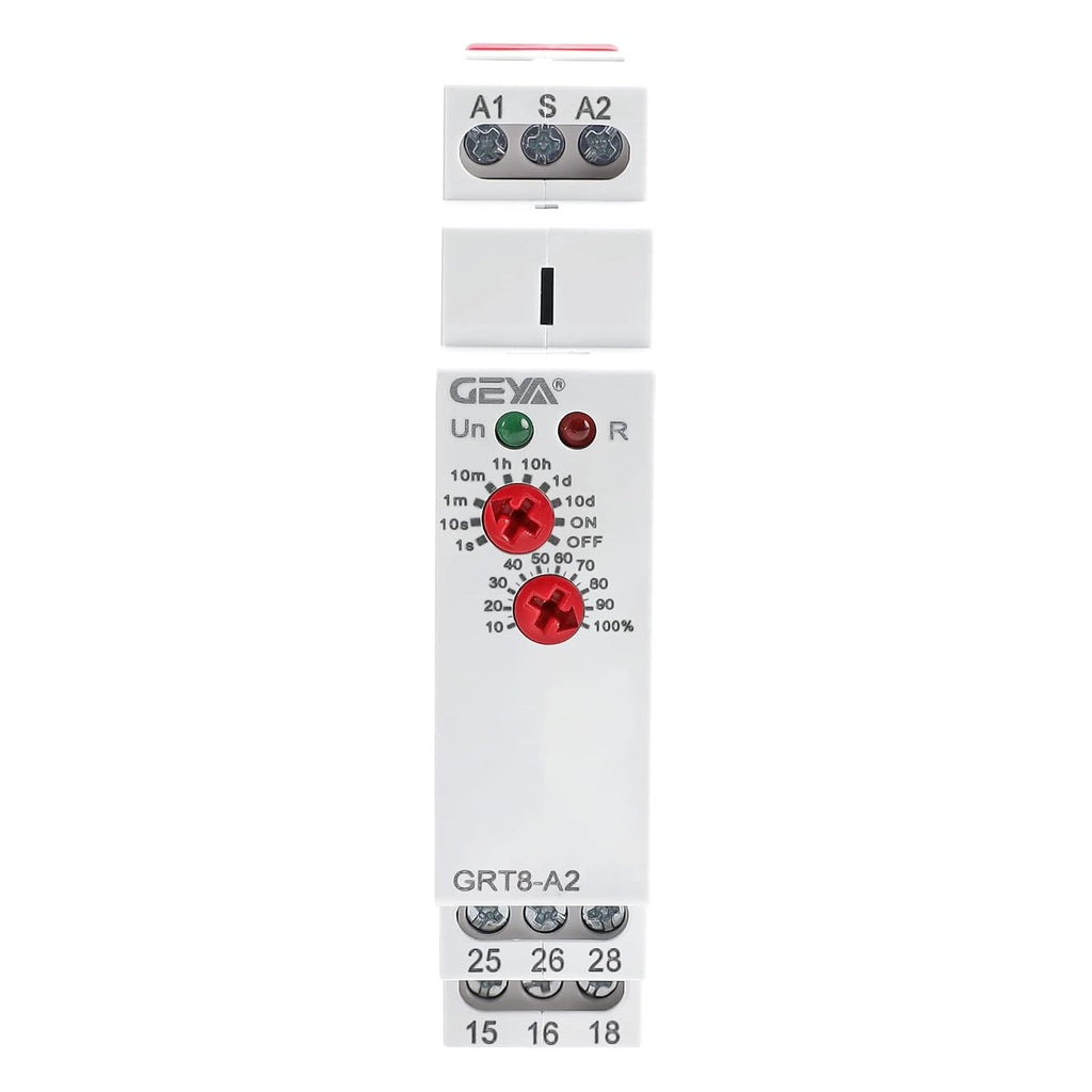 GEYA Delay On Single Function Time Relay 2 Outputs 16A Electronic Adjustable Power ON Timer Delay Relay Rail Modular(GRT8 A2,AC230V)