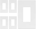 LIDER Matte Finish Decorator Switch Cover, Screwless Wall Plate, Mid-Size 1-Gang 4.88" x 3.11", Unbreakable Polycarbonate Thermoplastic, UL Listed, LSWP-31M-W5P, White, 5 Pack