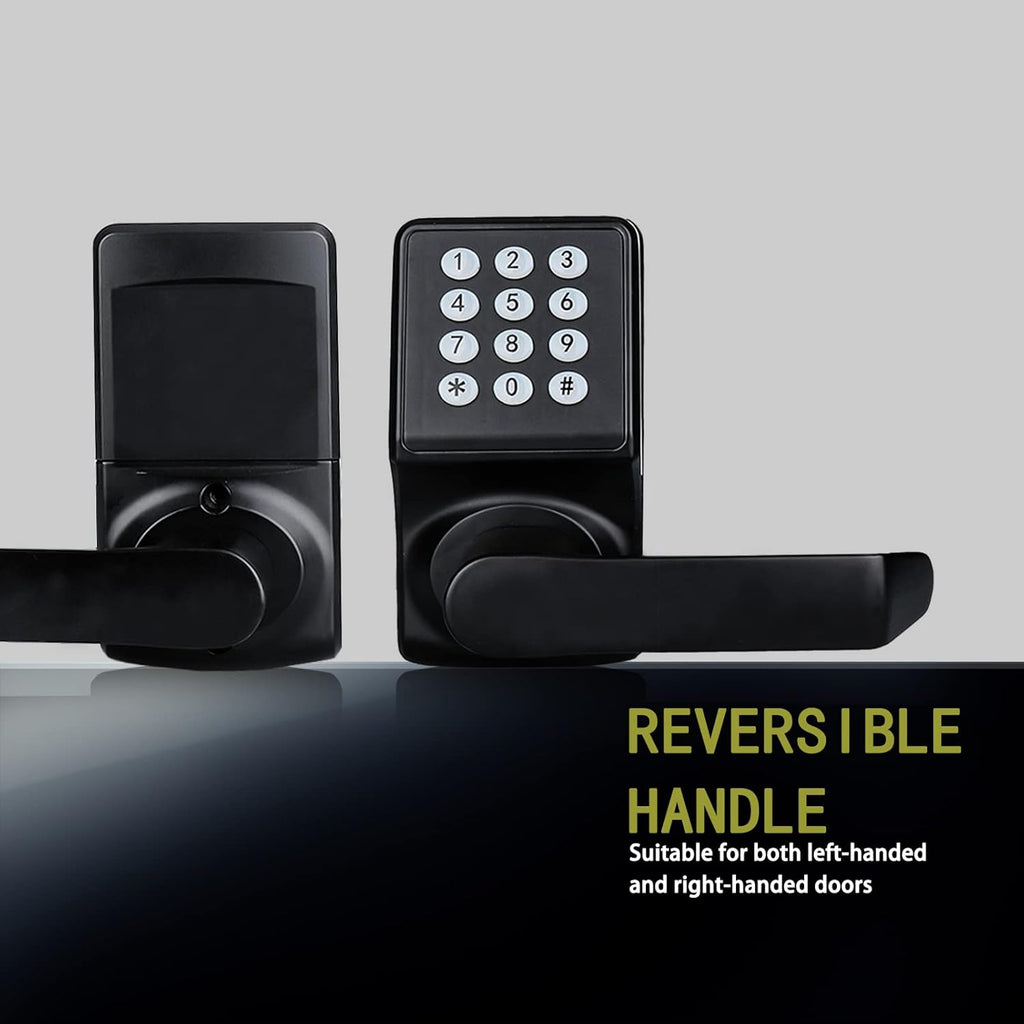 Keyless Entry Door Lock with Handle - IC Card and Anti-peep Password - Easy Installation for Home, Hotel - Matte Black