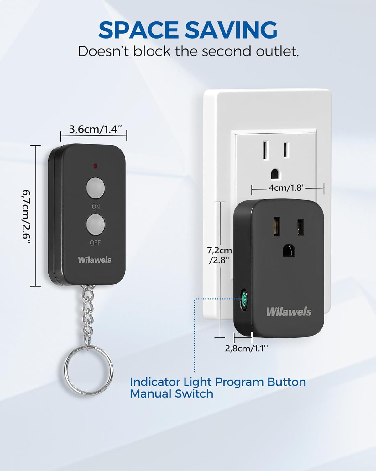 Remote Control Outlet Plug Wireless On Off Power Switch, Black Remote Light Switch Wireless for Lamp, Light, Fan, Programmable, Portable, 100ft RF Range, FCC Certified, Battery Included H02RC1106