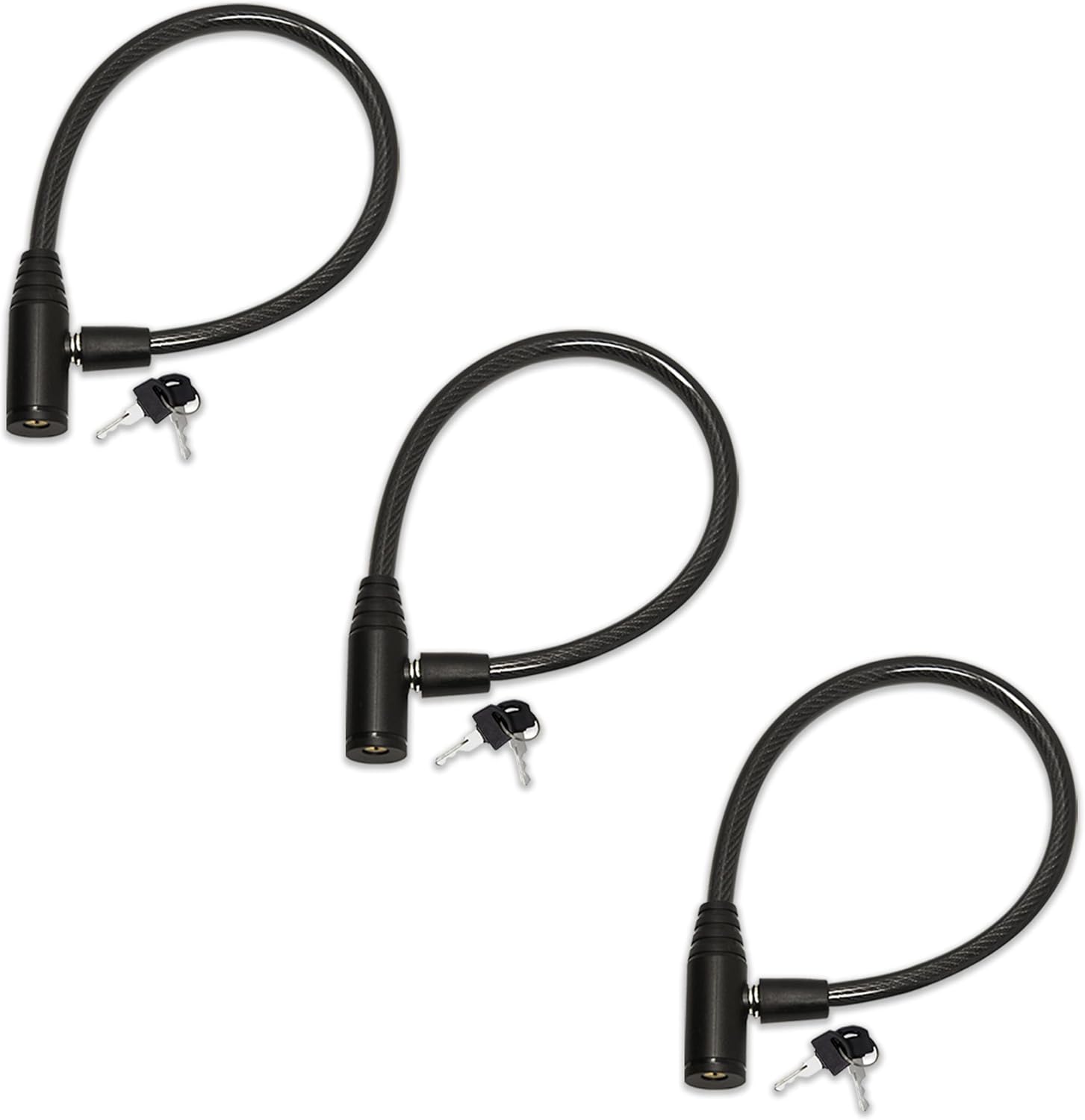 Urban August Child-Proof Refrigerator Lock for Kids & Adults - Lock for French Door Fridge and Cabinet (Regular, Black - 3 Pack Keyed Alike)
