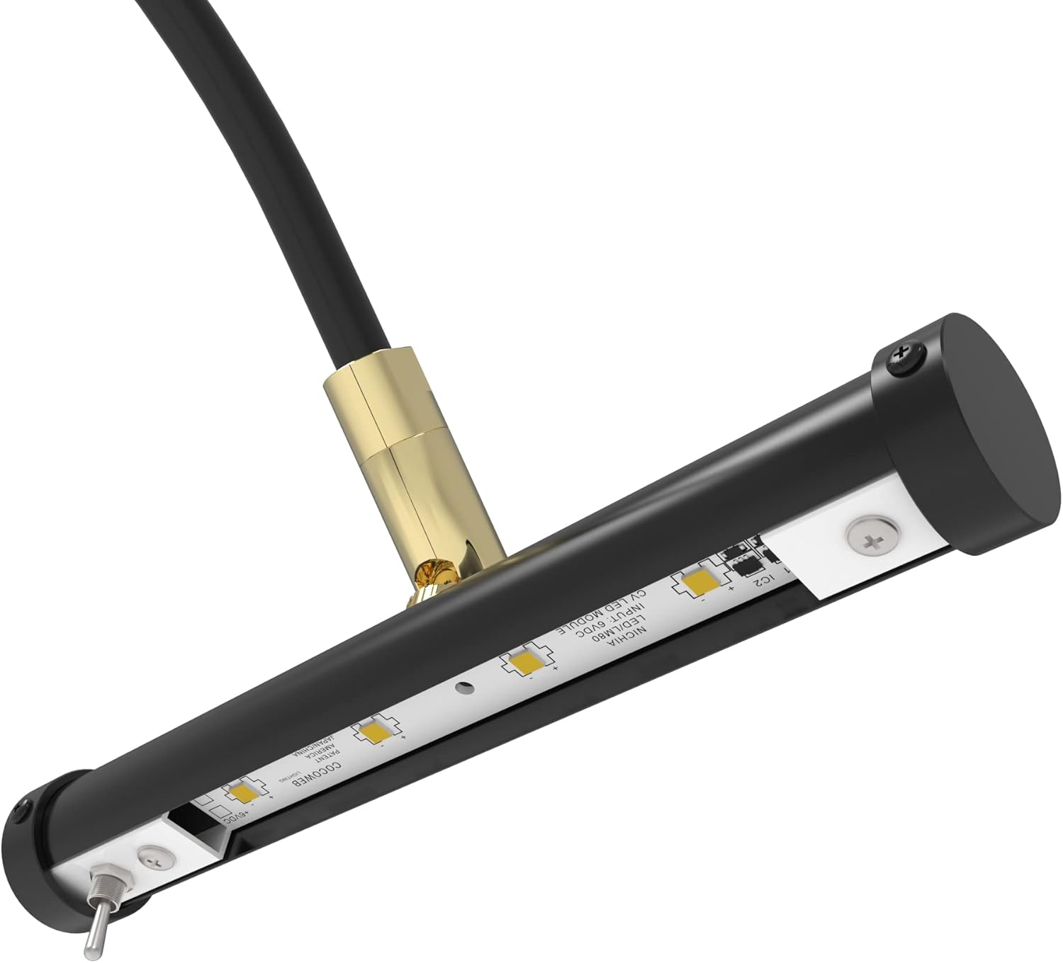 Cocoweb 9 Inch Tru-Slim Black Picture Light - LED, 2700K, Adjustable Arm, Plug-in, Toggle Switch, Sleek and Compact Design