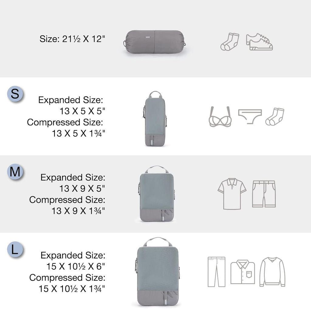 BAGSMART 6 Set /4 Set/2 Set Compression Packing Cubes for Travel, Lightweight Luggage Organizer Bags, Durable Space Saver Bags Travel Essentials