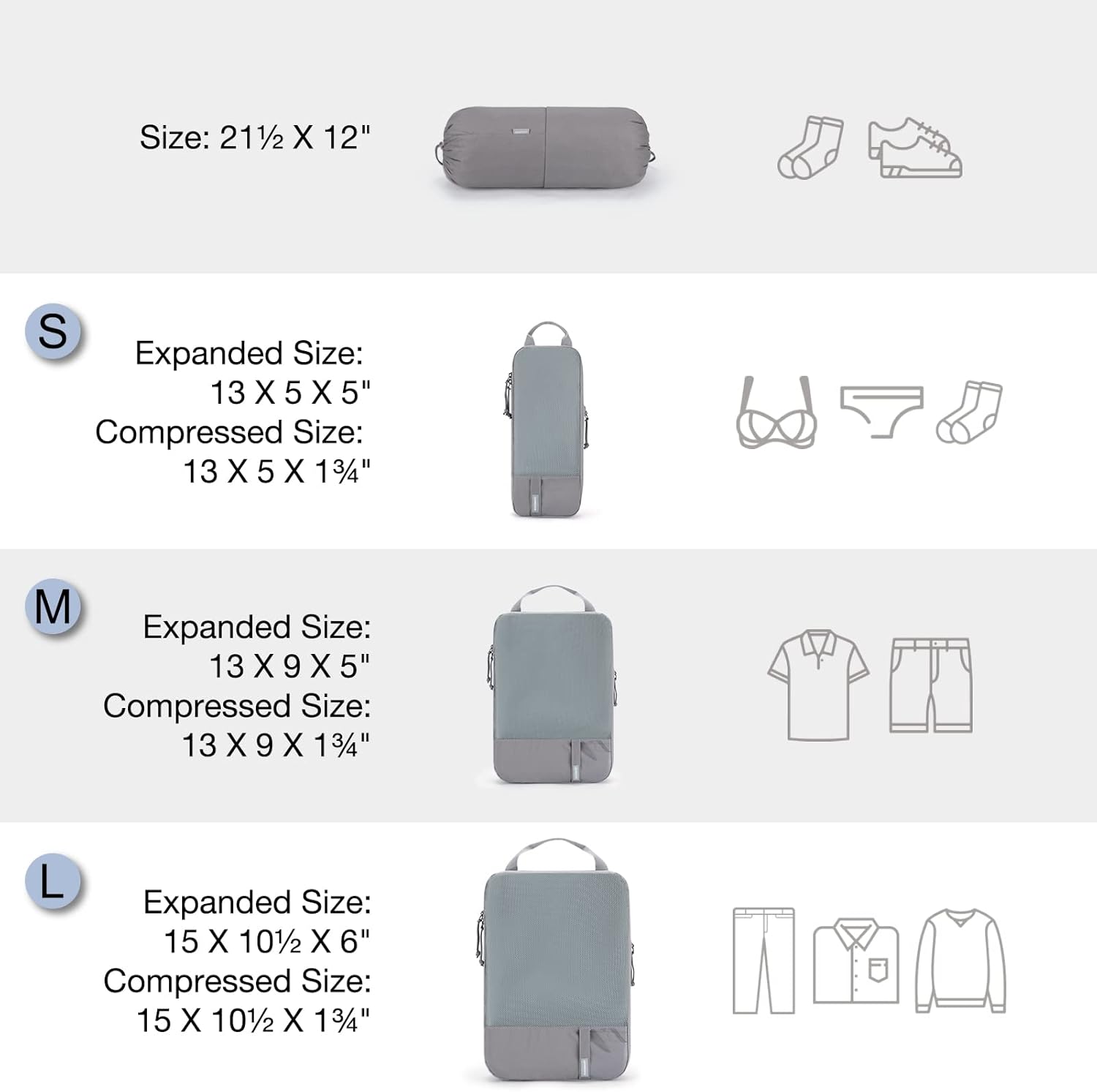 BAGSMART 6 Set /4 Set/2 Set Compression Packing Cubes for Travel, Lightweight Luggage Organizer Bags, Durable Space Saver Bags Travel Essentials