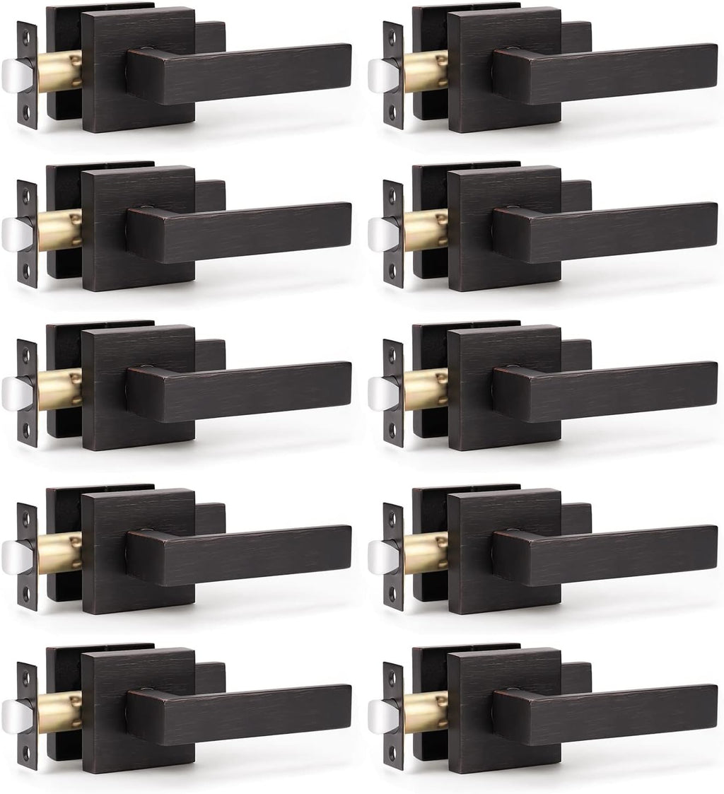 KNOBWELL Premium Oil Rubbed Bronze Door Handle Passage Door Lever Heavy Duty Door Handle Set, Closet Door Levers for Left or Right Handing, Easy Installation 10 Pack 2.07 lb One Lever