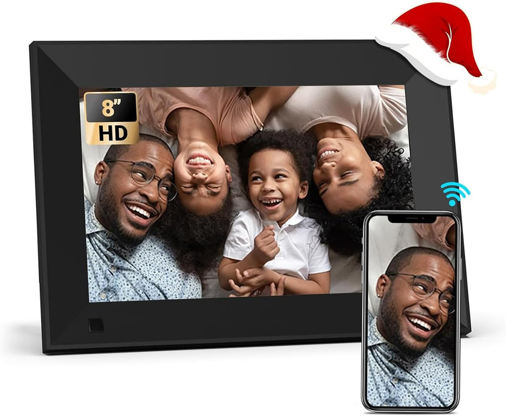 BSIMB 8 Inch Digital Picture Frame Touch Screen, 1280x800 HD WiFi Electronic Photo Frame Album Display 16GB, Share Pictures/Videos via App/USB/SD Easy Setup Gifts for Mom, Auto-Rotate, Solid Black