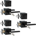 Keyed Entry Door Handle with Single Cylinder Deadbolt, Keyed Alike(Same Keys Only Per Set) Front Door/Exterior Door Lever Lockset, Matte Black, 3 Sets of Locks with 3 Sets of Different Keys