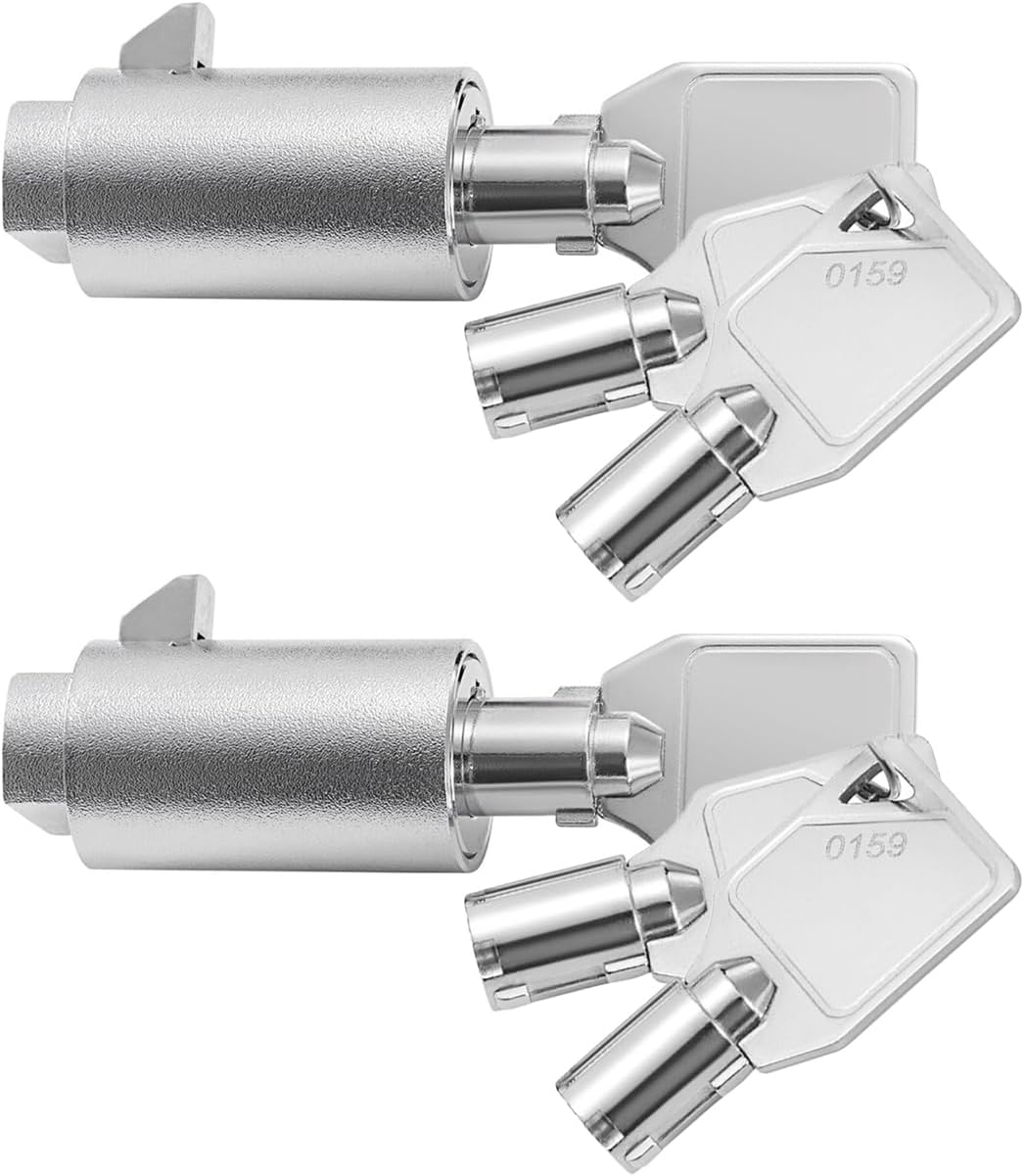 Tubular Key Lock for Vending Machines - Vending Machine Locks Keyed Alike, 3Pcs Keys, Zinc Alloy, Chrome (2 Pack)