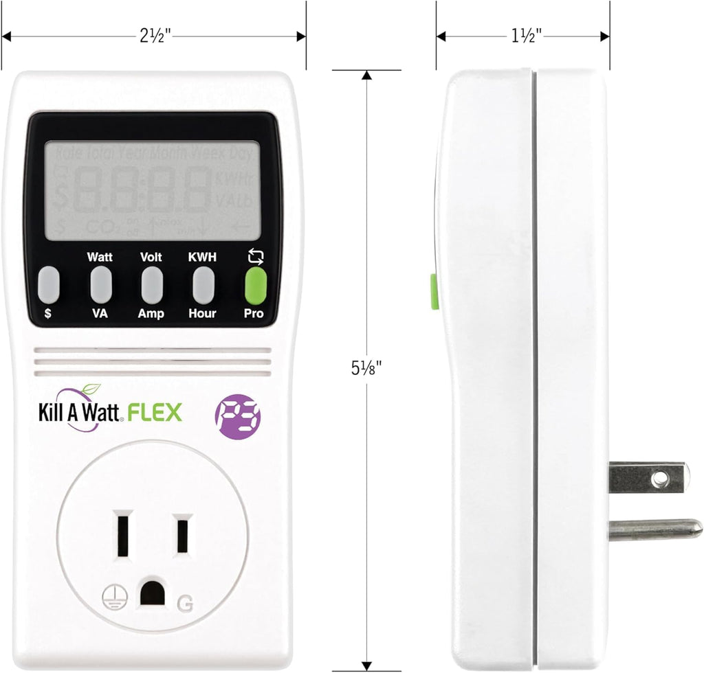 2-Pack P3 International P4456 Kill A Watt Flex Plug-in Electricity Usage + Power Consumption Monitor, Watt Voltage Tester, Electrical Energy Saving Monitor with Auto Cost Calculator
