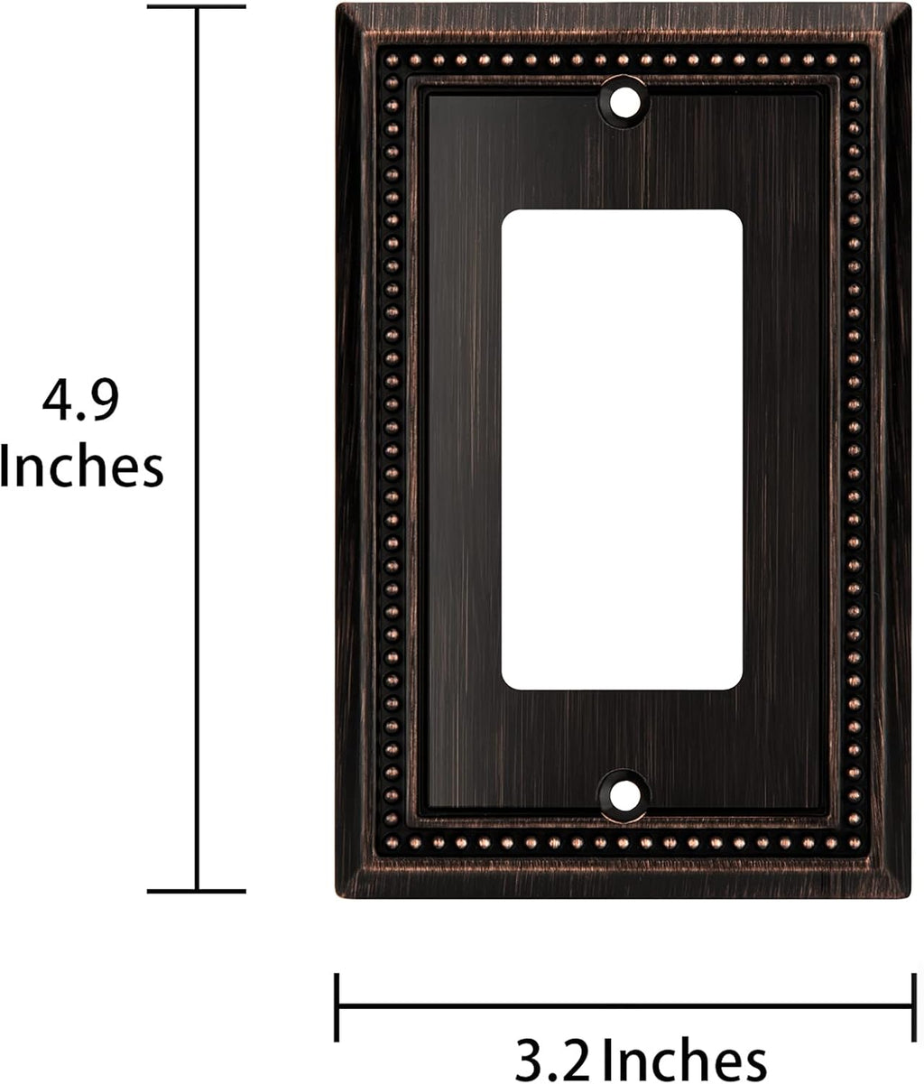 Henne Bery Sunken Pearls Heavy Duty Decorative Wall Plate Switch Plate Outlet Cover (Single Decorator, 3 Pack, Aged Bronze)