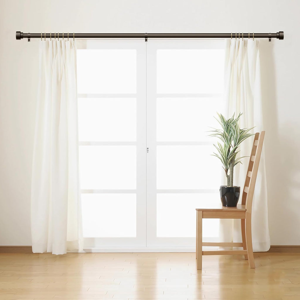 Curtain Rods for Windows 28 to 48, 1 Inch Adjustable Heavy Duty Long Window Outdoor Curtain Rod for Patio, Drapery Rods with Simple End Caps, Size 32"-60", Antique Bronze