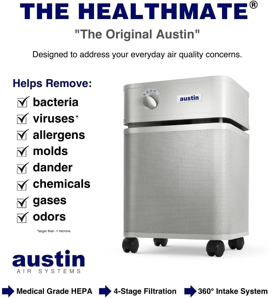 Austin Air HealthMate Standard Air Purifier, Sandstone - Advanced 4- Stage Filtration Air Purifiers For Home with Activated Carbon & Zeolite - Ideal as Air Purifiers for Bedroom, Model B400