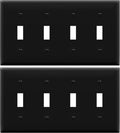 ENERLITES Quad Toggle Light Switch Wall Plate, Four Gang Light Switch Cover, Standard Size 4-Gang 4.50" x 8.19", Unbreakable Polycarbonate Thermoplastic, 8814-BK-2PCS, Black (2 Pack)