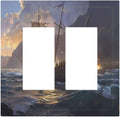 Decorative Outlet Covers Medieval Vintage Sailing Adventure Sailings Ocean Waves 2 Gang Double Rocker Light Switch Cover Plate Electrical Switch Plate Cover Decorate GFCI Wall Plate for Bedroom Cabin