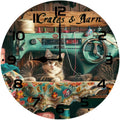 10 in Dog Pooping -124 Wood Wall Clock – Digital Time Display, Smart Home Compatible for Bedside or Workspace