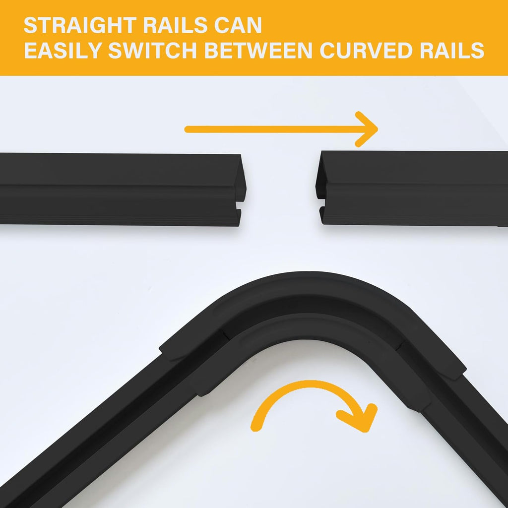 90 Curved Connectors for Ceiling Curtain Track, Black 2 PCS
