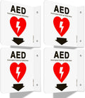T&R AED Sign, Automated External Defibrillator with Down Arrow - 4 Pack - 6 x 6 Inches Acrylic, 2 pre-drilled holes, Includes Matching Screws, Use for Office/Business