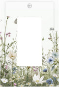 Colorful Wildflowers Daisy Plant Butterfly Floral Decorative Outlet Covers 1 Gang Single Rocker Light Switch Cover Plate Wall Plates GFCI Faceplate for Bed Room Living Room Decor