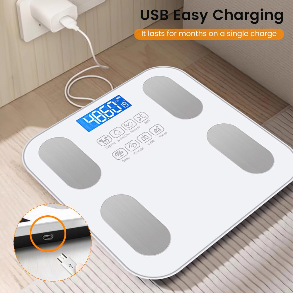 Scale for Body Weight and Fat Percentage,Digital Accurate Bathroom Smart Scale with Large Display,Eligible 13 Body Composition Analyzer Sync App