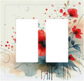 Vintage Floral Red Watercolor Modern Decorative Outlet Covers 2 Gang Double GFCI Rocker Light Switch Cover Plate Electrical Wall Panels for Bedroom Bathroom Decor