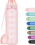 32oz Water Bottle with Time Marker, Motivational Drinking Bottle with Strap, BPA-Free Leak-Proof, Encouraging Water Bottle Time to Drink Water for Gym School Office Travel