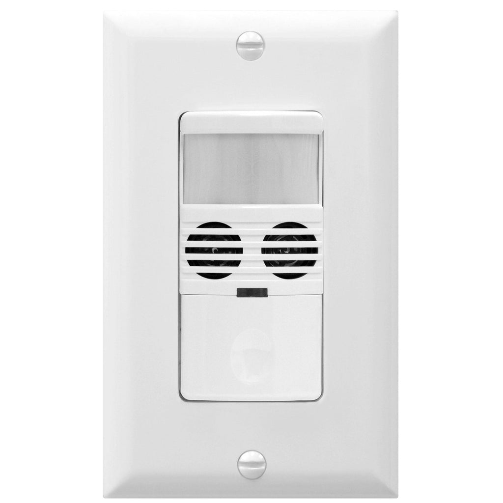 Enerlites MWOS-W Motion Sensor Switch, Ultrasonic and PIR Dual Technology, Occupancy Sensor, Motion Sensor Light Switch, NEUTRAL WIRE REQUIRED, Wall Plate Included, White