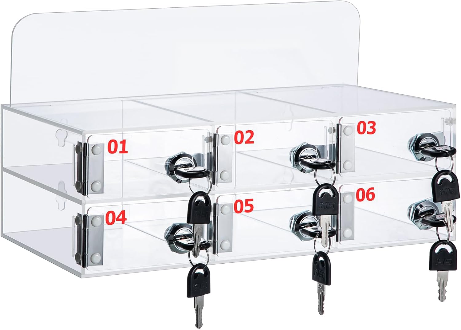 Threan Cell Phone Locker Box for Classroom with Door Locks and Keys Clear Acrylic Phone Jail Storage Cabinet Wall Mounted for School Factory Office(6 Slot)