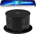 ANNQUAN 20 Amp Pop Up Countertop Outlet with 15W Wireless Charger,Max 65W Power Delivery,4.75" Pop Up Electrical Outlet with 3 Outlets 3 USB Ports for Home Office